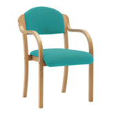 Nautilus Designs Tahara Stackable Conference/Visitor Chair With Arms Aqua Fabric Padded Seat & Backrest and Beech Frame - DPA2050/A/BE/AQ DD